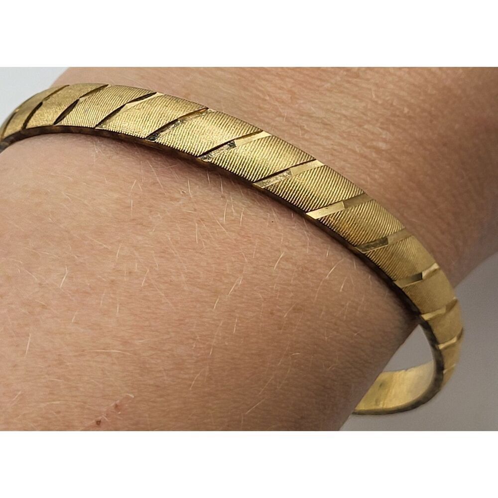 Monet Brushed Gold Tone Bangle Bracelet M 2.5in dia